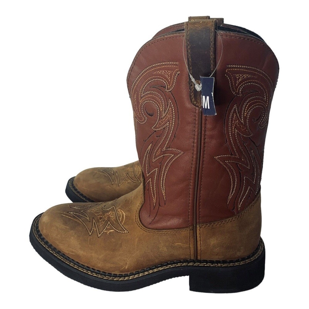 SANTA FE Leather Western Cowboy Boots Mens Size 8M Brown NWT $199